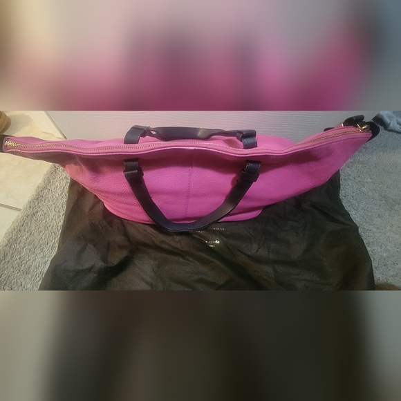 Kate Spade Large Pink & Black Leather Satchel Tote Bag - Picture 7 of 12